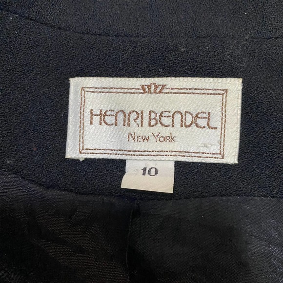 Vintage 90s Henri Bendel Wool Jacket Front Zip Up Collared Black Womens 10 - Picture 9 of 10